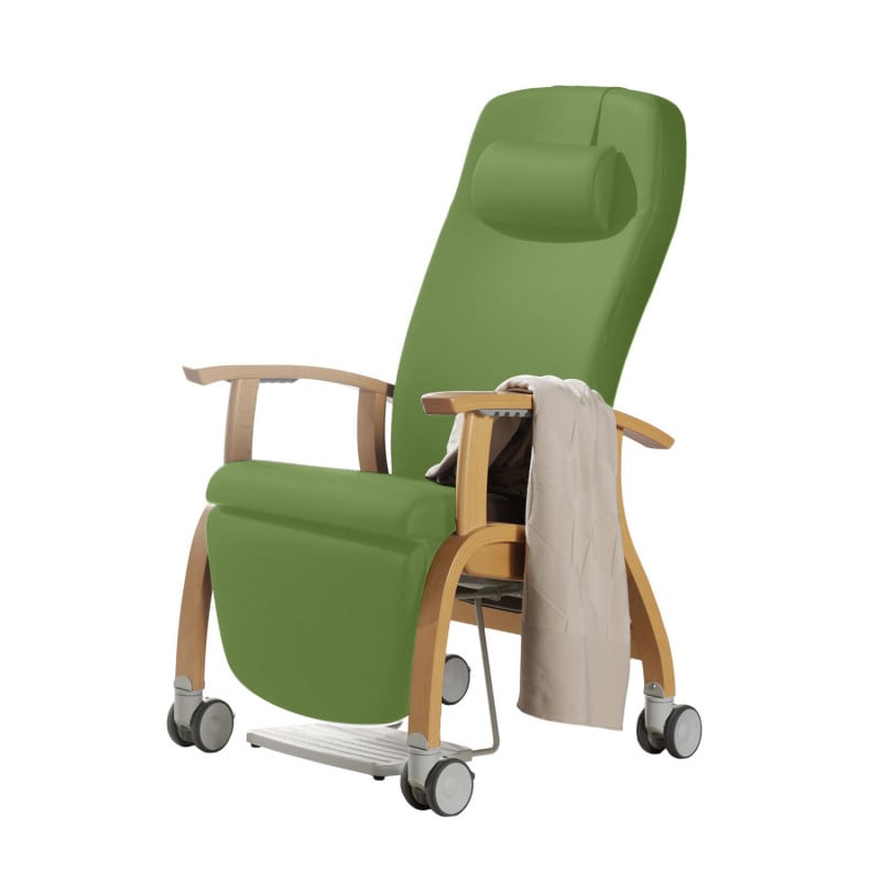 Holz-Fero e-move in Klinikumgebung - elektrischer Verstellstuhl für Patientenbetreuung - Med-Praxisbedarf