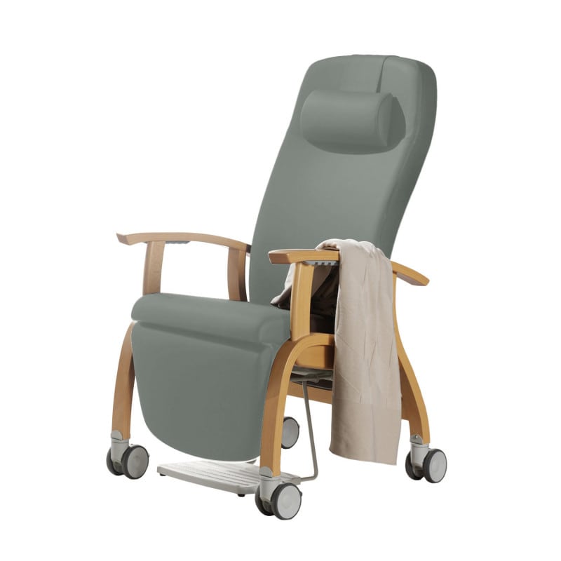 Holz-Fero e-move Sessel für Pflegeeinrichtungen - Frontansicht, verstellbare Armlehnen - Med-Praxisbedarf