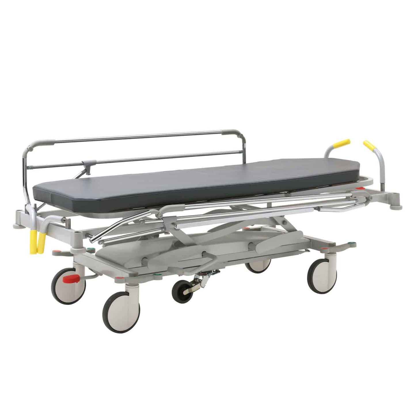 Stretcher Vico Krankenbahre Detailansicht - mit verstellbarer Rückenlehne und Seitenbügeln - Med-Praxisbedarf