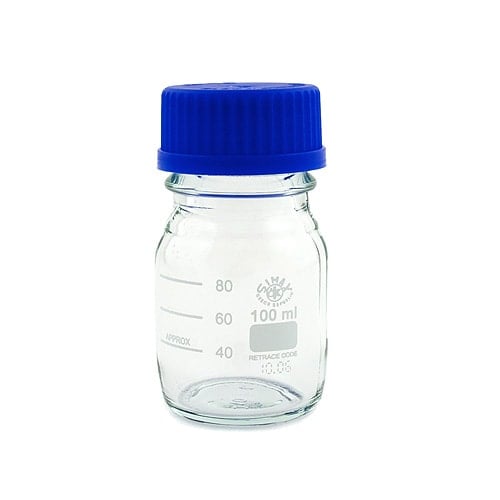 Laborglasflasche zur Aufbewahrung von Gemischen - robustes Glas für medizinische und chemische Lösungen - Med-Praxisbedarf
