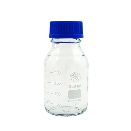Laborflasche aus Glas mit weitem Hals - leicht zu befüllen und zu reinigen für den Praxisbedarf - Med-Praxisbedarf