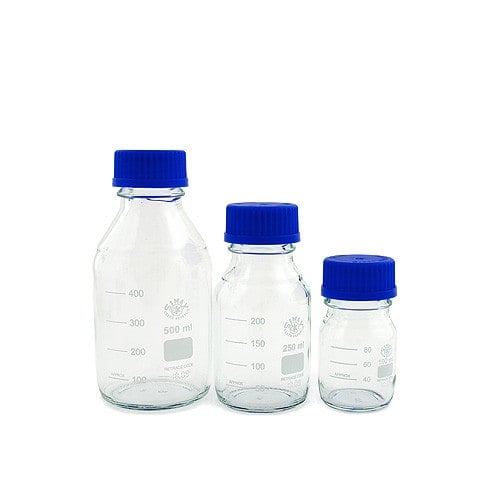 Laborglasflasche mit Schraubverschluss - praktischer Behälter für Lösungen im Labor und Arztpraxis - Med-Praxisbedarf
