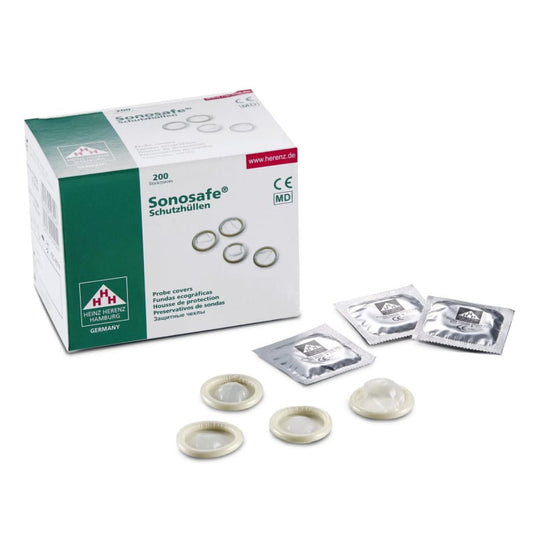 Sonosafe Schutzhüllen Ø 34 mm von Herenz - Einmalhüllen für Vaginalsonden, hygienisch - Med-Praxisbedarf