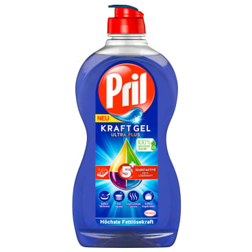 Pril Kraft-Gel Handspülmittel Flasche - starkes Gel gegen Fett, für Arztpraxen - Med-Praxisbedarf