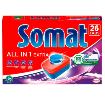 Somat All in 1 Extra Spülmaschinentabs - mit Power-Granulat, Klarspüler-Ersatz, 3kg - Med-Praxisbedarf