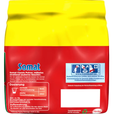 Somat Classic Pulverrein Geschirrspülmittel - Geschlossener 2,5 kg Kunststoffeimer mit Henkel-Logo - Med-Praxisbedarf