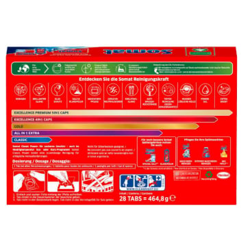 Somat Classic Power Tabs Geschirrspülmittel - Geöffneter Beutel mit mehreren Tabs für den täglichen Einsatz - Med-Praxisbe...