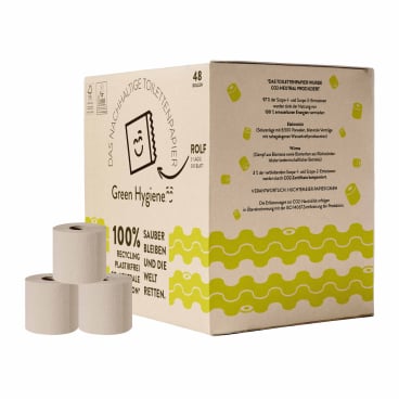 Toilettenpapierrolle beige 2-lagig - Green Hygiene ROLF aus recyceltem Material - Med-Praxisbedarf