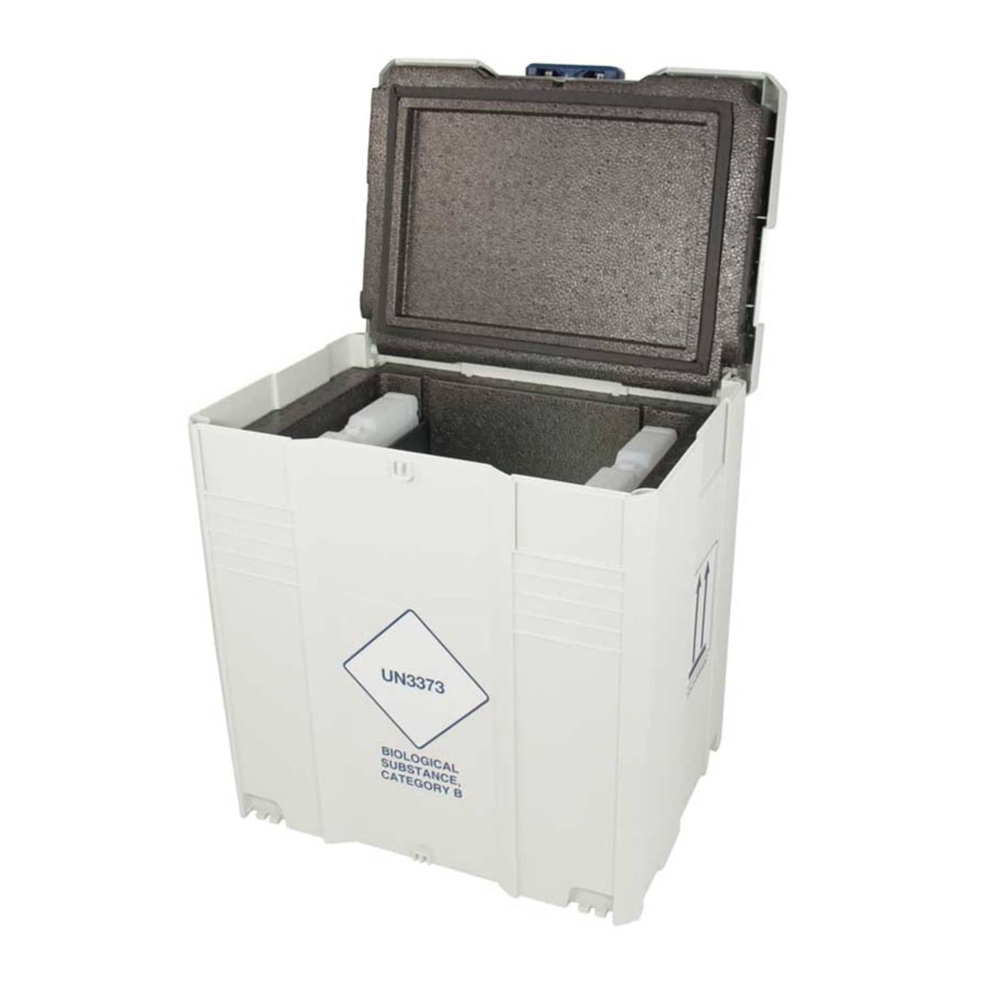 Intelsius BioCarrier 650 geöffnet - Innenansicht mit Einsätzen für den sicheren Probentransport - Med-Praxisbedarf