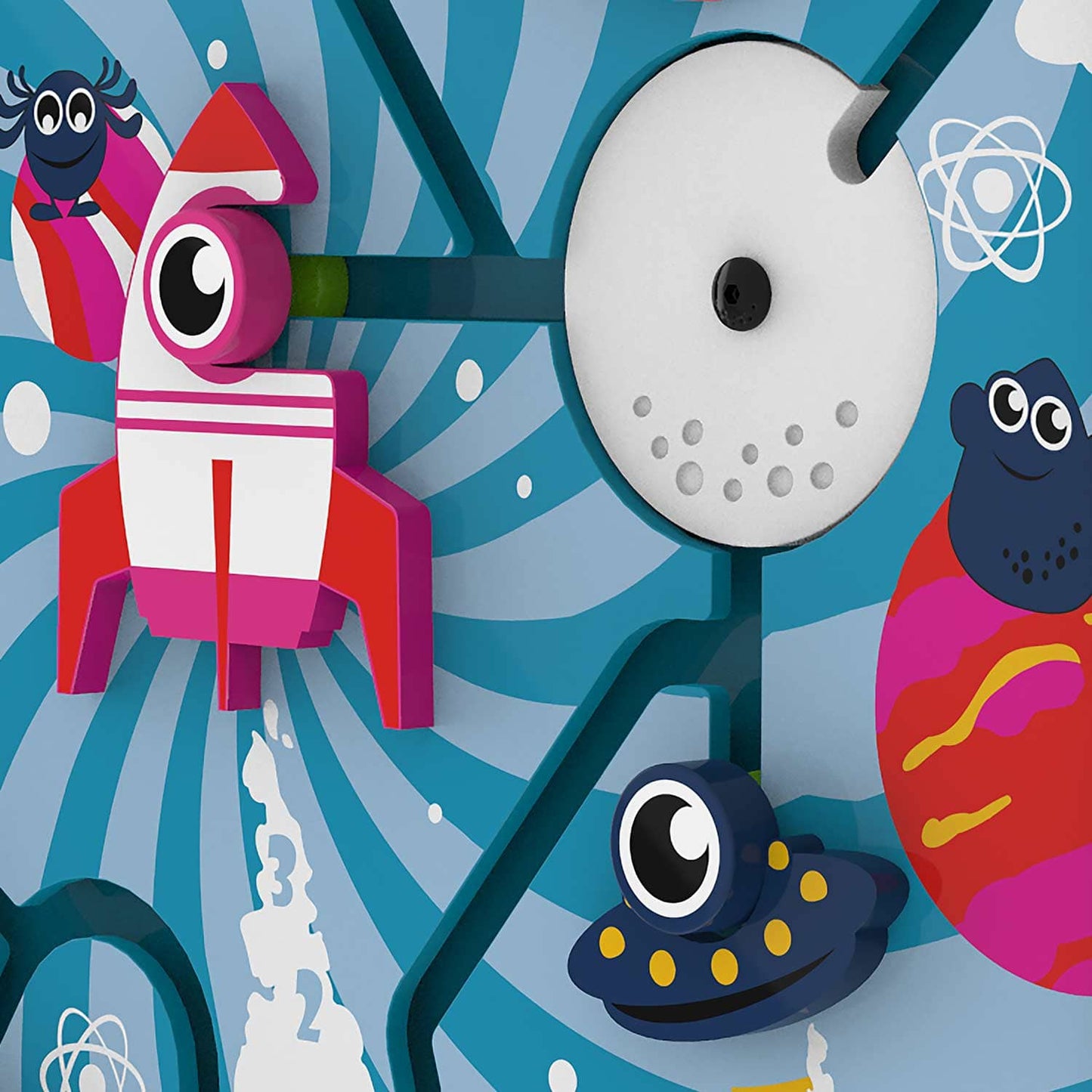 Kinder Spielplatte Raketen Design - Sicher montierbares Wandspiel von IKC für Wartezimmer - Med-Praxisbedarf