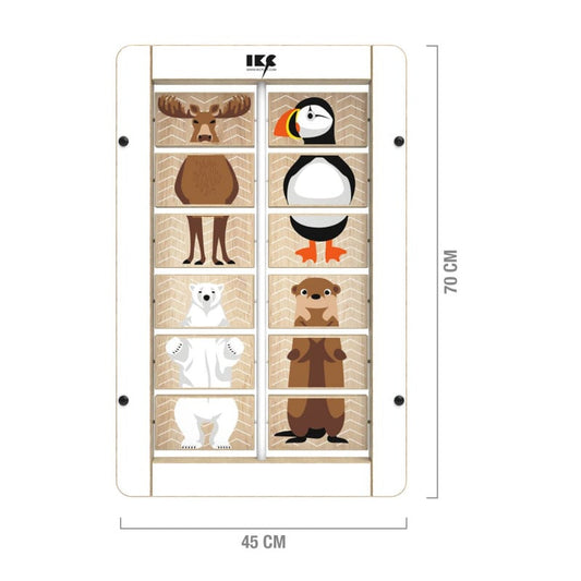 IKC Spielplatte Tiermixer Wandmodul - drehbare Holzwürfel für Tierfiguren in Praxen - Med-Praxisbedarf