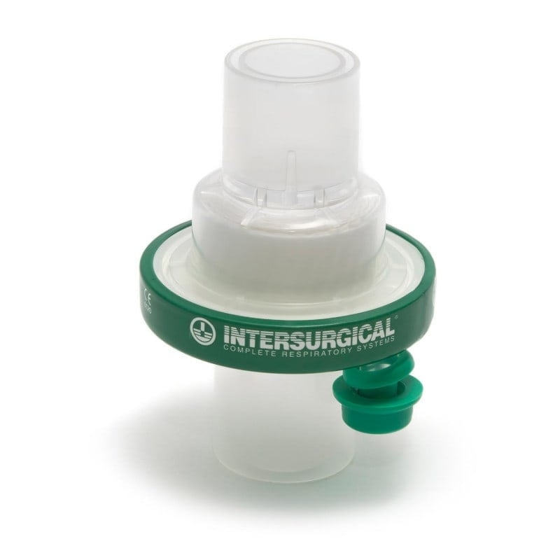 HME-Filter Inter-Therm im klinischen Einsatz - an Beatmungssystem angeschlossen - Med-Praxisbedarf
