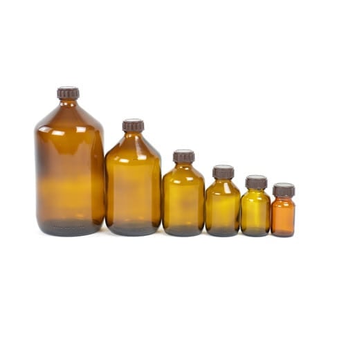 Euro-Medizinflasche Braunglas mit Deckel - 100ml Flasche mit PP 28 Gewinde für Homöopathie - Med-Praxisbedarf