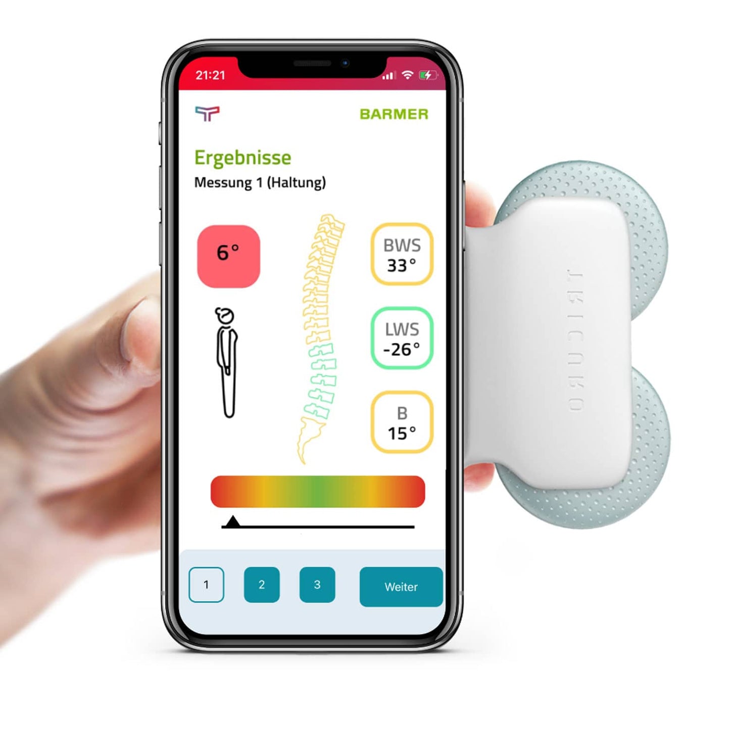 TRICURO go Rückenform-Messgerät - app-gesteuert für Gesundheitsmanagement und Fitness - Med-Praxisbedarf