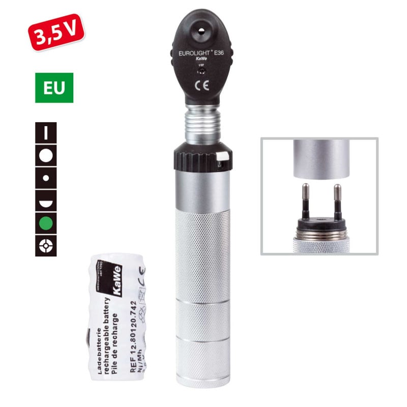 KaWe Eurolight E36 3,5 V-Ophthalmoskop Detailansicht - für Netzhautuntersuchungen - Med-Praxisbedarf