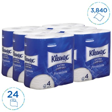 Toilettenpapier Rollen KLEENEX 4-lagig - weißes, saugstarkes Papier für Pflegeeinrichtungen - Med-Praxisbedarf