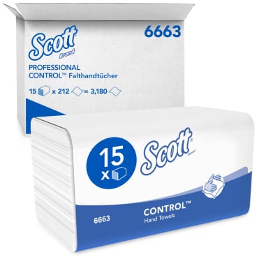 Packung Kimberly-Clark SCOTT Control Papierhandtücher - V-Falz Format für hohen Verbrauch - Med-Praxisbedarf