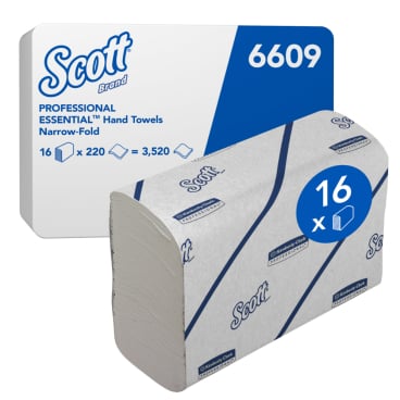 SCOTT Essential Papierhandtücher 2-lagig - Packung mit 18,6 x 21,2 cm Tüchern, saugstark - Med-Praxisbedarf