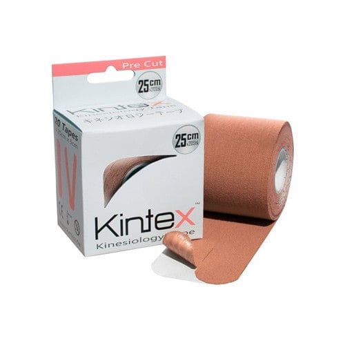 Kintex Precut Kinesiologie Tape - 20 vorgeschnittene Streifen 25x5 cm, wasserfest, atmungsaktiv - Med-Praxisbedarf