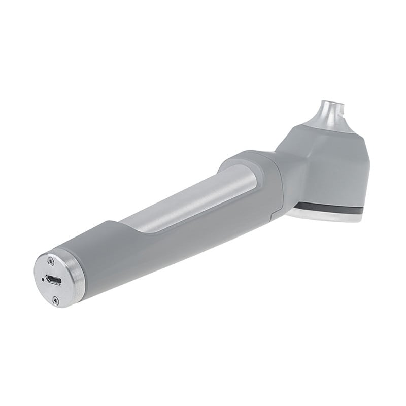 LED-Otoskop LuxaScope Auris geöffnet - zeigt Akku-Fach und Ein-/Ausschalter - Med-Praxisbedarf