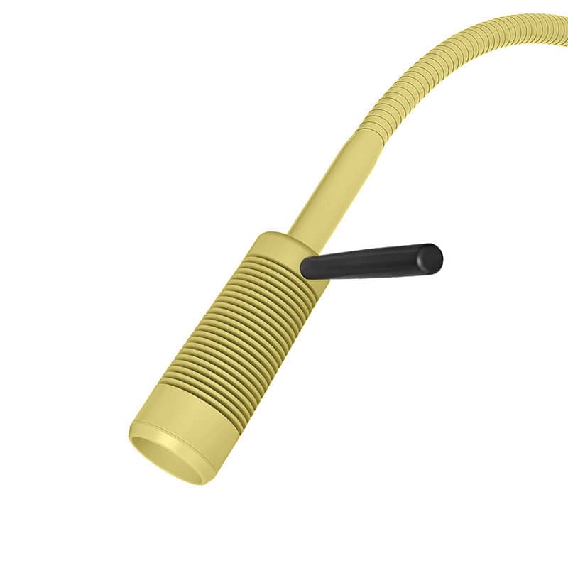 Seitenansicht Luxamed Untersuchungsleuchte - schlankes Design, zeigt Anschluss und Bedienelemente - Med-Praxisbedarf