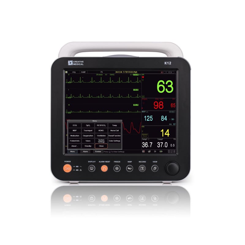 Lepu Medical K12 Patientenmonitor - Tragbarer Monitor für EKG, Blutdruck und Sauerstoff - Med-Praxisbedarf