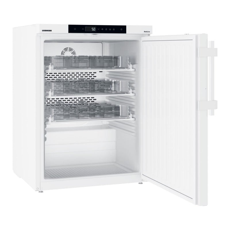 Liebherr MKUv 1610 Medikamentenkühlschrank - Innenansicht mit Glasböden und integriertem Temperaturlogger - Med-Praxisbedarf