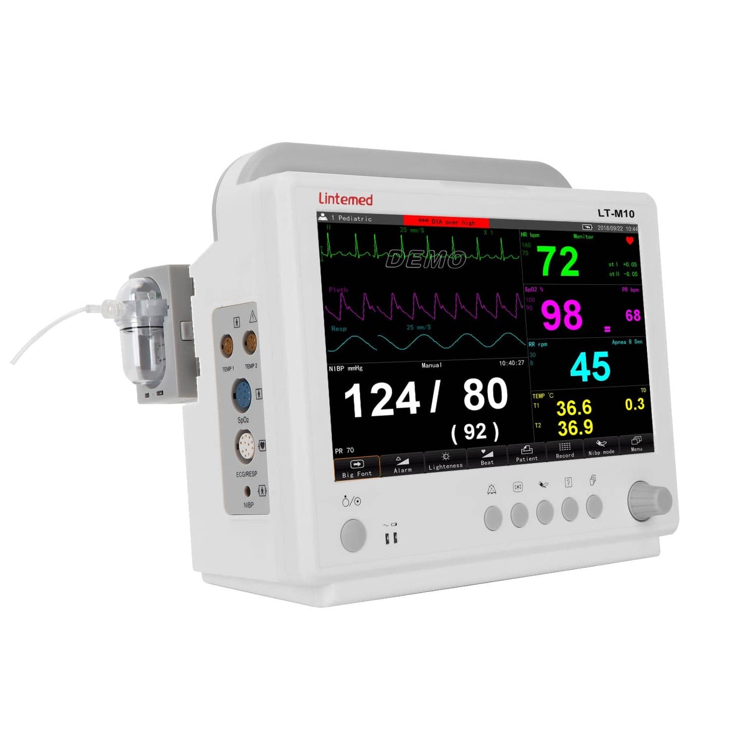 Multiparameter Patientenmonitor Lintemed - Überwachung von Vitalparametern mit Alarm- und Blutdruckspeicher - Med-Praxisbe...