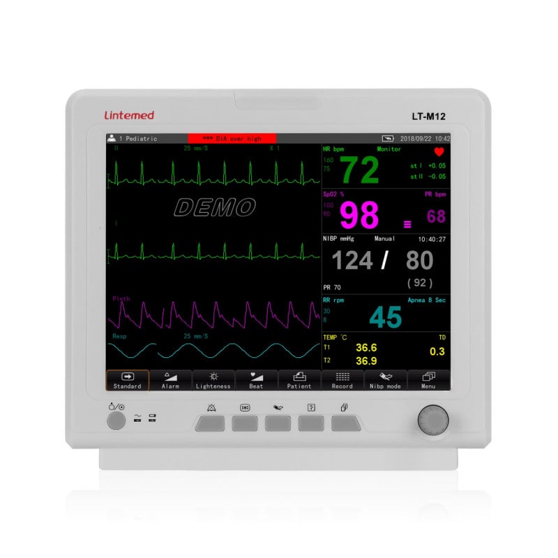 Multiparameter Patientenmonitor Lintemed - Gerätefrontansicht mit Display und Bedienelementen - Med-Praxisbedarf