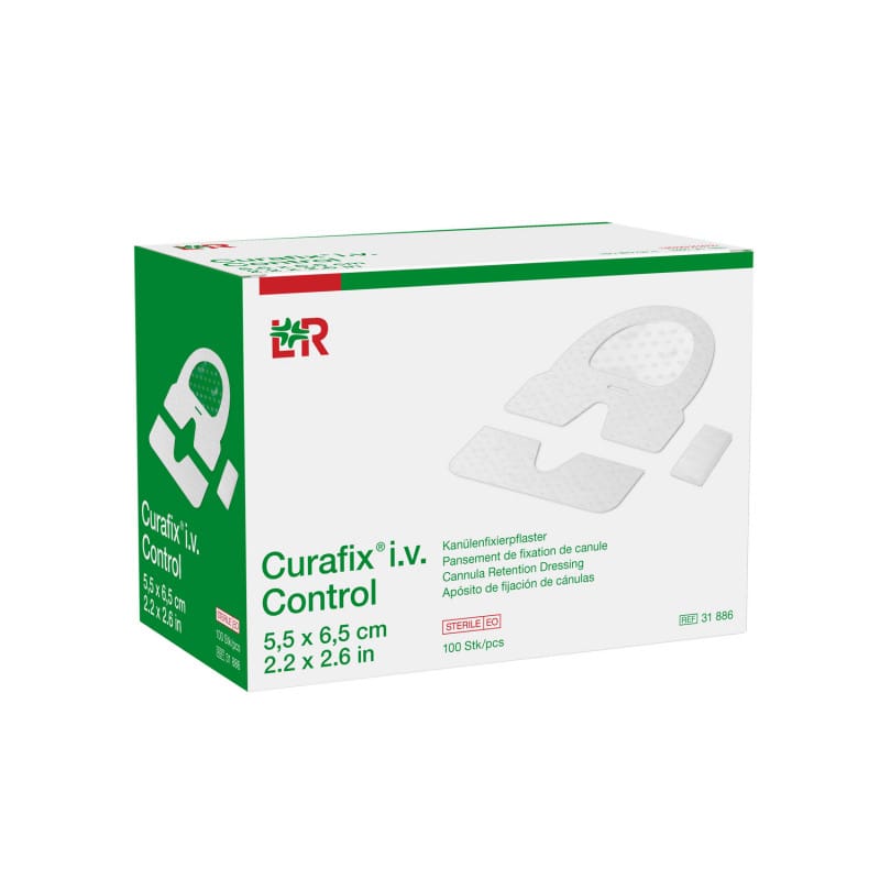 Curafix i.v. Control Fixierverband - hautfreundliches Kanülenfixierpflaster für die medizinische Praxis - Med-Praxisbedarf