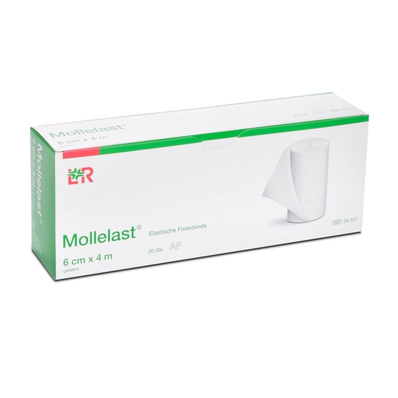 Mollelast Fixierbinde Materialdetail - Zeigt Dehnbarkeit und Webstruktur - Med-Praxisbedarf