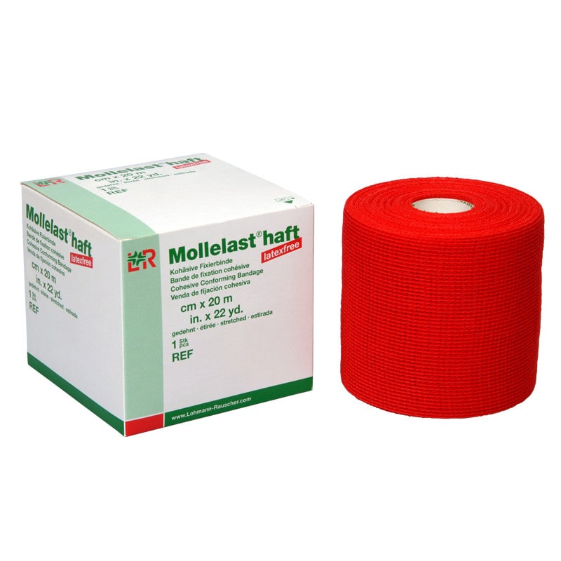 Mollelast haft color latexfrei - kohäsive Fixierbinde in Farbe, lose Rolle im Karton - Med-Praxisbedarf