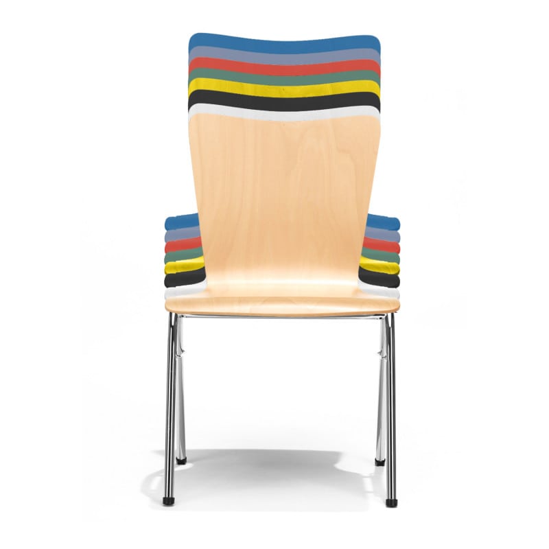 Buche-Stapelstuhl Frontansicht - ergonomische Sitzgelegenheit, stapelbar für Lagerung - Med-Praxisbedarf