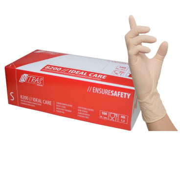 NITRAS IDEAL CARE Latex Einmalhandschuhe naturfarben - medizinische Untersuchungshandschuhe für Arztpraxen - Med-Praxisbedarf