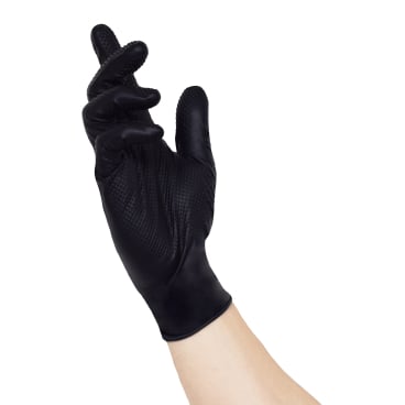 NITRAS TOUGH GRIP N Einmalhandschuhe schwarz - beidseitig tragbare Nitrilhandschuhe mit starker Griffigkeit - Med-Praxisbe...
