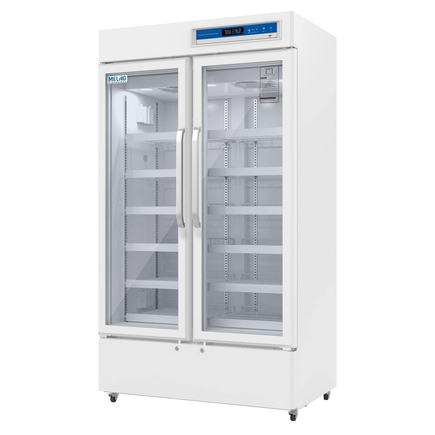 Medikamenten-Kühlschrank YC-725L Türansicht - Digitale Temperaturanzeige und stabile Regale - Med-Praxisbedarf