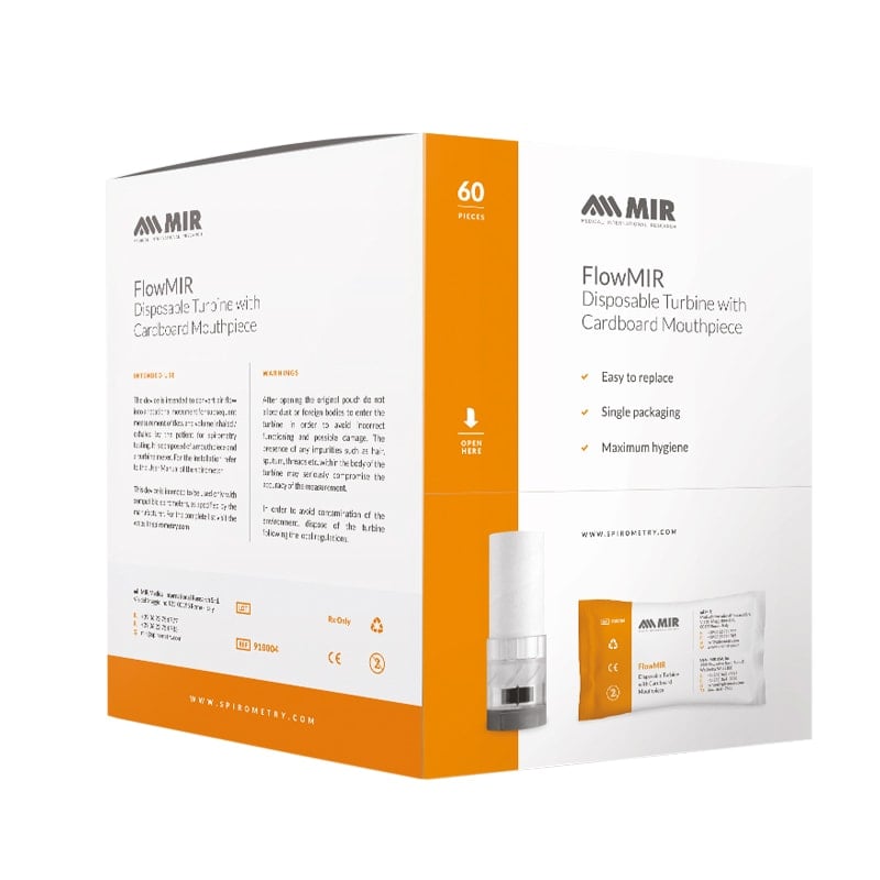 FlowMir Einwegturbinen kalibriert 60 Stk. mit Mundstück - Für MIR Spirometer, hygienisch und genau - Med-Praxisbedarf