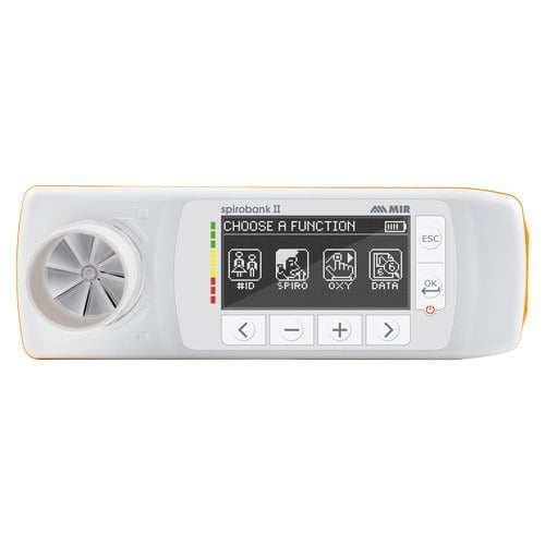 New Spirobank II Spirometer Bedienung - Nahaufnahme des Displays und der Tasten für Lungentests - Med-Praxisbedarf