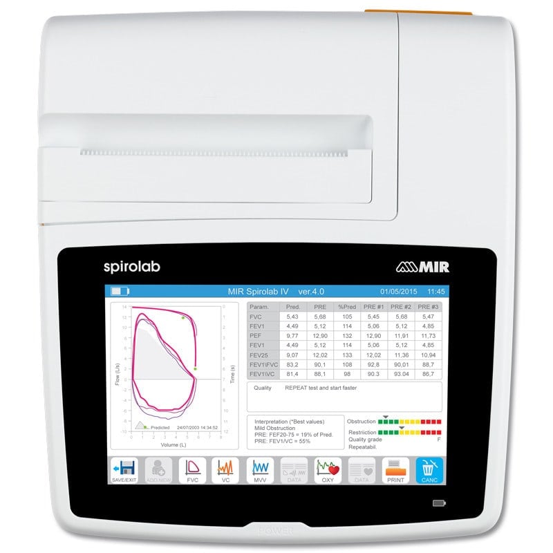 New Spirolab Spirometer im Einsatz - Patientenmessung mit Mundstück und Schlauch - Med-Praxisbedarf