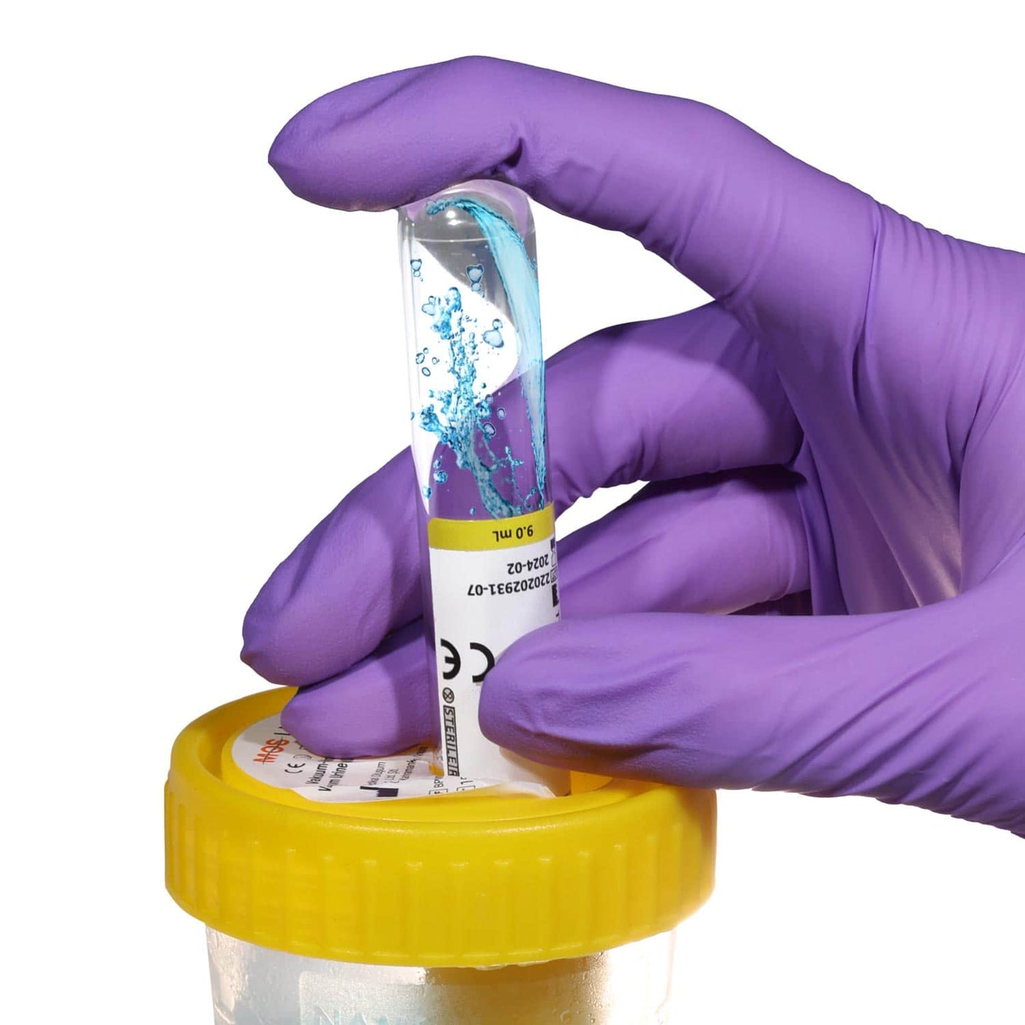 Urinbecher mit Transferhilfe MOS LAB® - für einfache und hygienische Probennahme - Med-Praxisbedarf