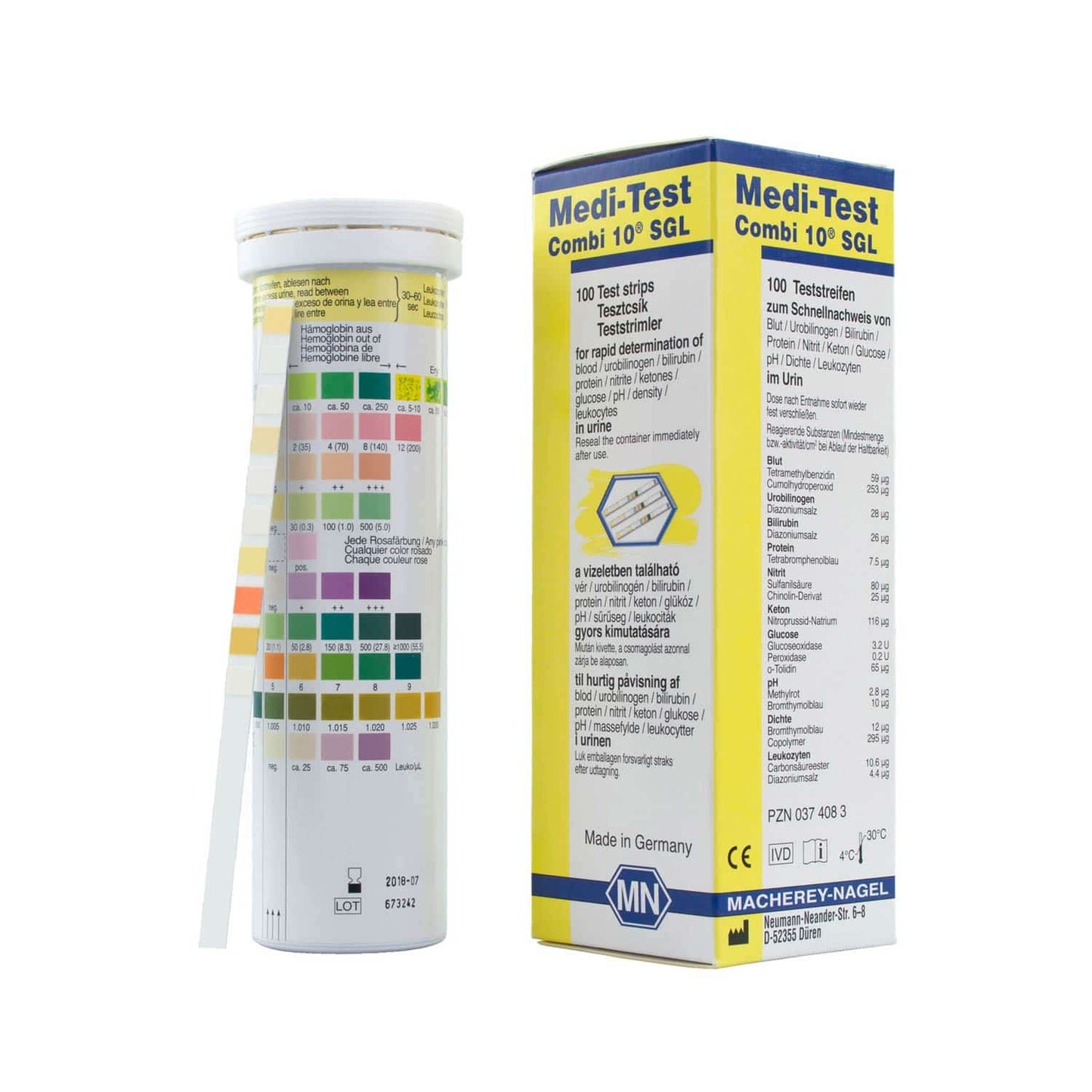 Urinteststreifen Medi-Test Combi 10 SGL - für schnelle Diagnostik in der Praxis - Med-Praxisbedarf