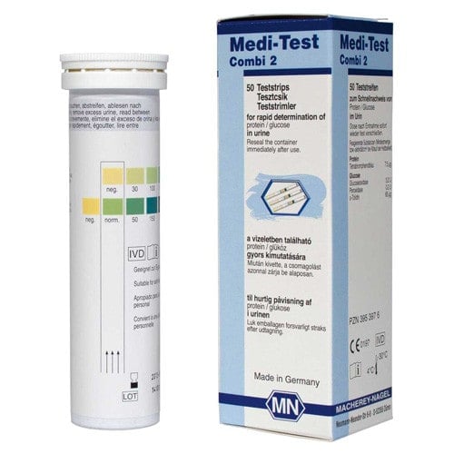 Medi-Test Combi 2 Teststreifen - Nachweis von Glucose und Protein im Urin - Med-Praxisbedarf