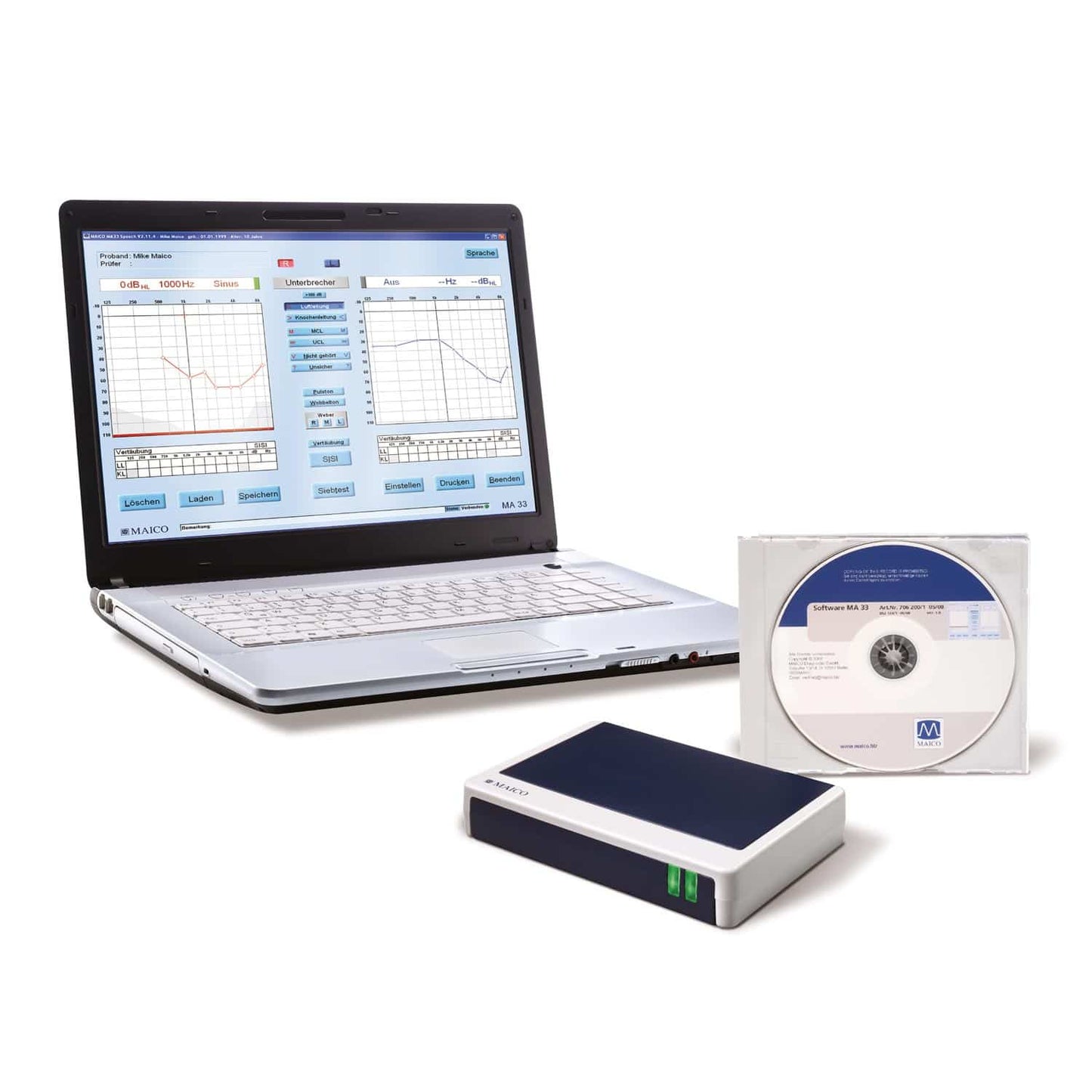 MA33 Audiometer mit Kopfhörer - komplettes Set für Hörtests in der Praxis - Med-Praxisbedarf