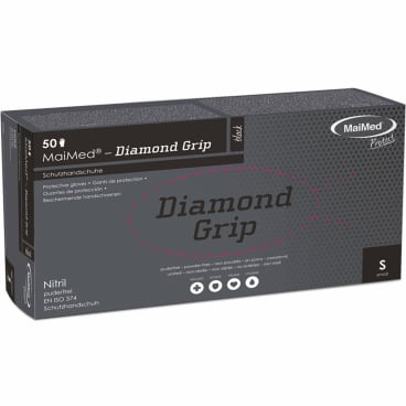 Nitrilhandschuhe schwarz puderfrei Diamond Grip - Einmalhandschuhe für medizinischen Einsatz - Med-Praxisbedarf