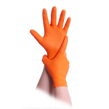 Nitrilhandschuhe orange Diamond Grip+ - unsterile Einmalhandschuhe für täglichen Gebrauch - Med-Praxisbedarf