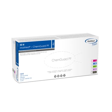 Chemikalienschutzhandschuhe Nitril ChemGuard PF - Einmalhandschuhe für Gefahrstoffe, puderfrei - Med-Praxisbedarf