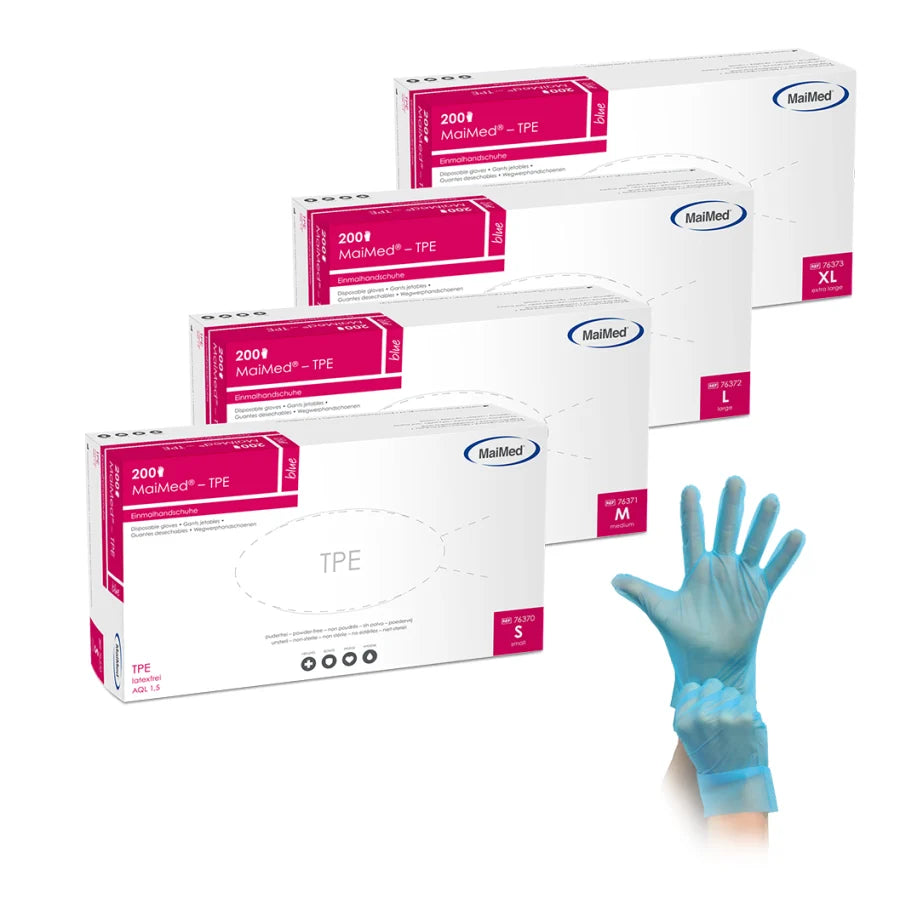 MaiMed TPE Handschuhe blau - thermoplastisches Elastomer, glatte Oberfläche - Med-Praxisbedarf