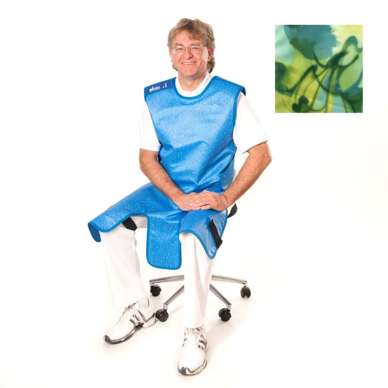 Frontschürze in blau - ergonomische Passform für verschiedene Patienten - Med-Praxisbedarf