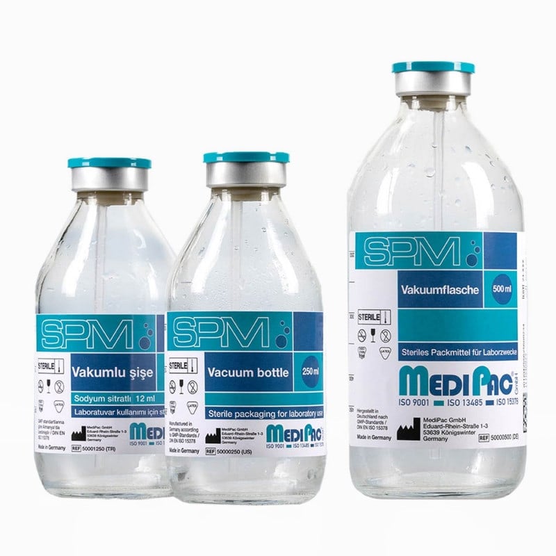 SPM Vakuumflasche von Medipac - pyrogenfreie Lösung für Laborzwecke - Med-Praxisbedarf