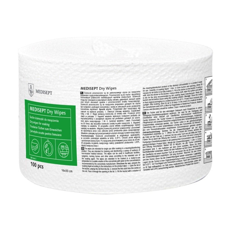 MEDISEPT Dry Wipes Packung - trockene Einlegetücher für Desinfektionsmittel, große und kleine Flächen - Med-Praxisbedarf